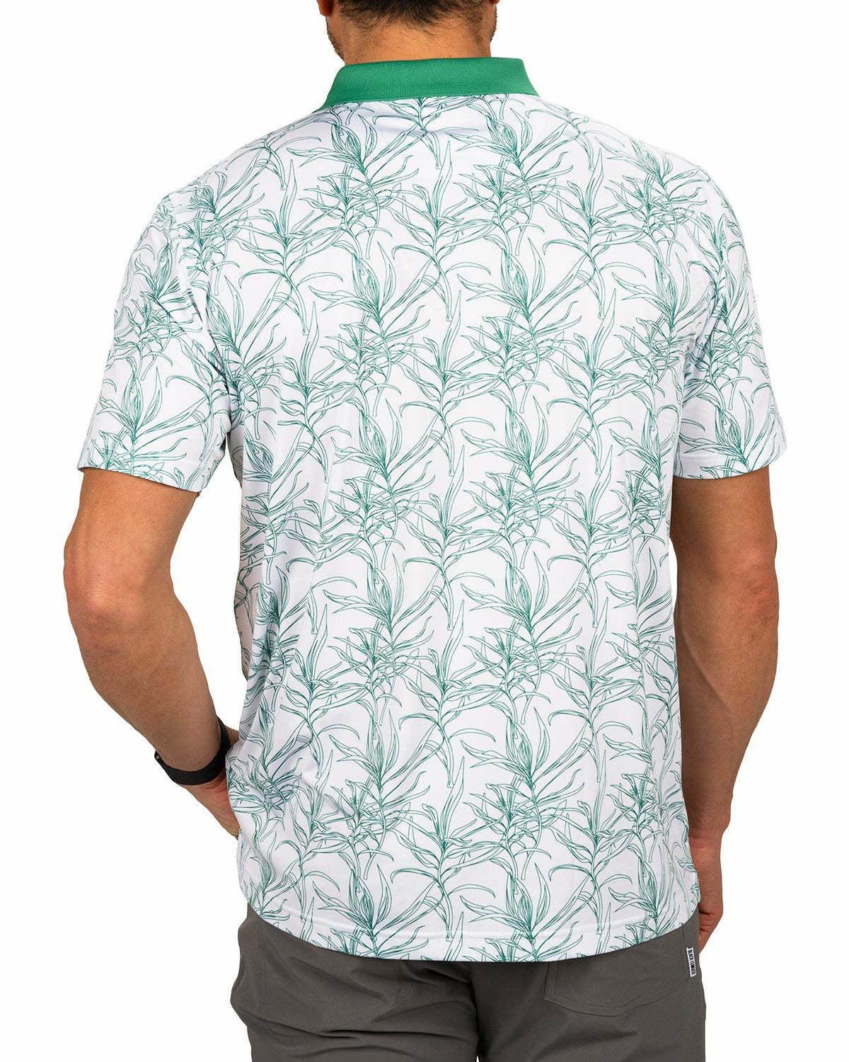 Men's First Major Spring Green and White Golf Polo