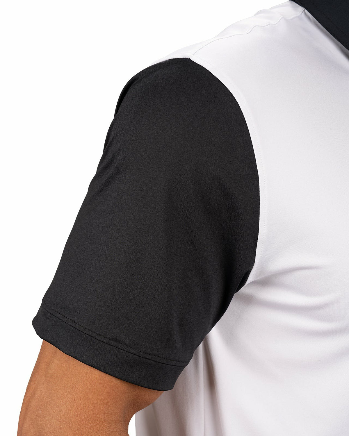 Men's White Golf or Business Polo with Black Collar and Arms