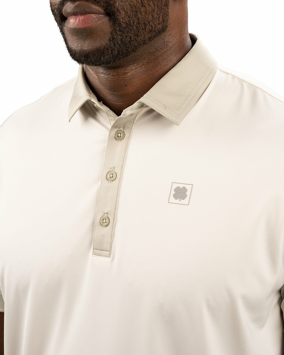 Men's Cream Golf or Business Polo with Tan Collar and Arms