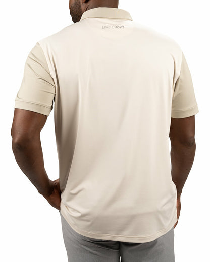 Men's Cream Golf or Business Polo with Tan Collar and Arms