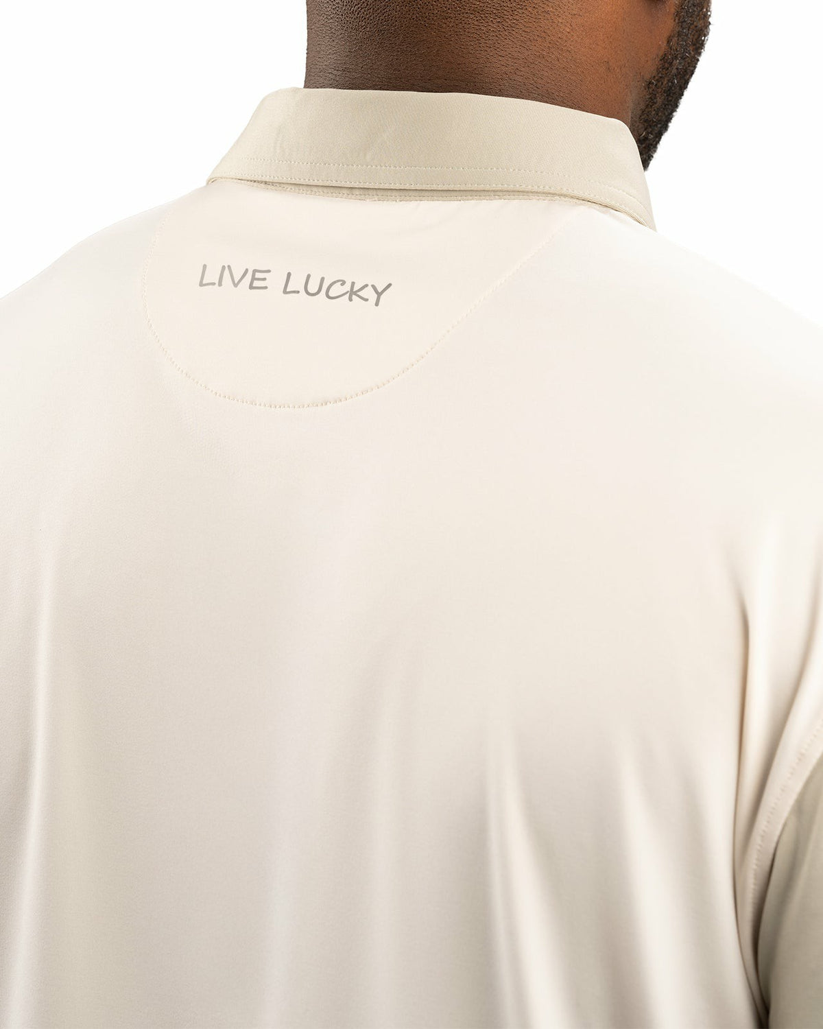 Men's Cream Golf or Business Polo with Tan Collar and Arms