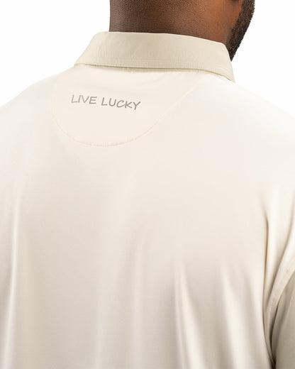 Men's Cream Golf or Business Polo with Tan Collar and Arms