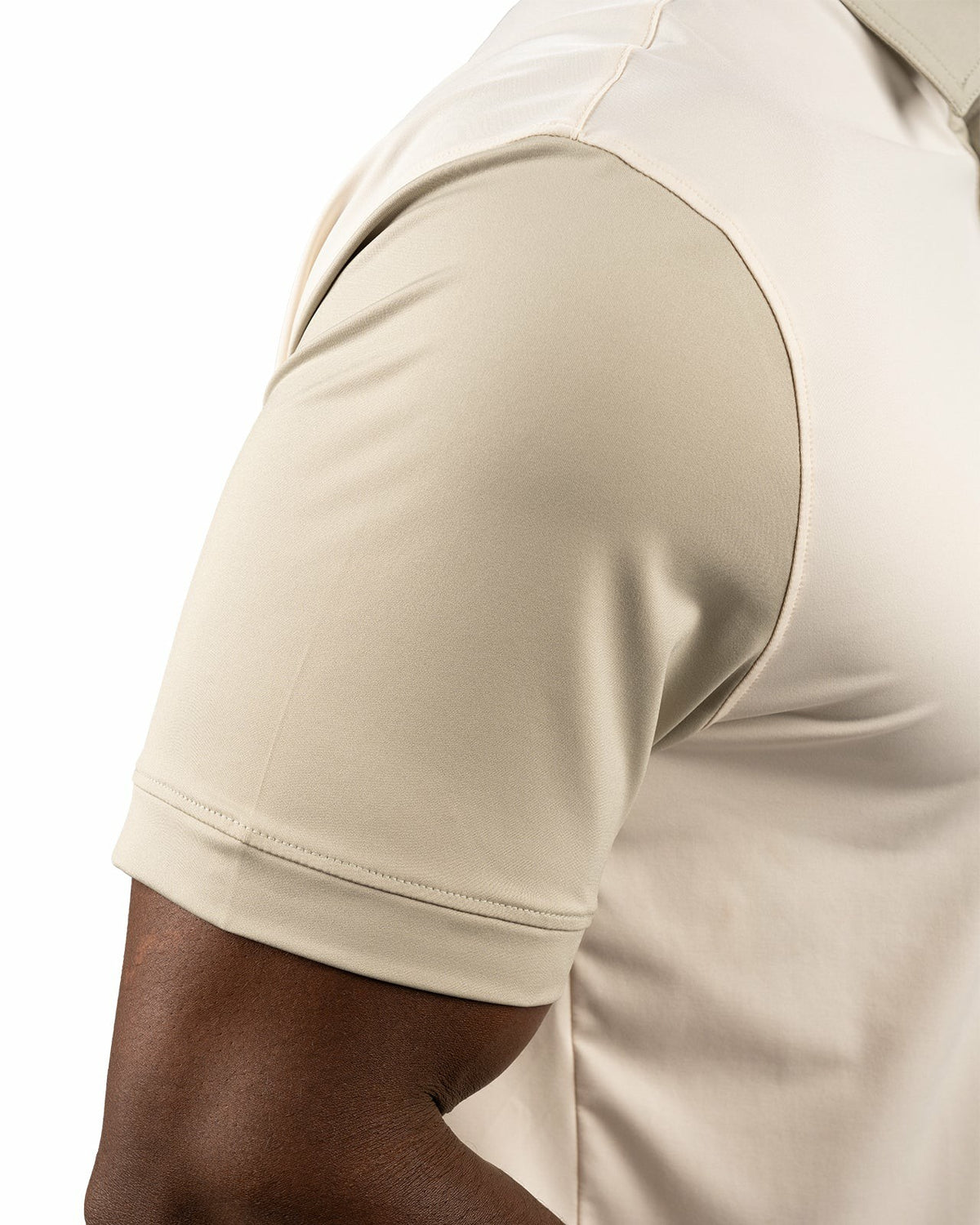 Men's Cream Golf or Business Polo with Tan Collar and Arms