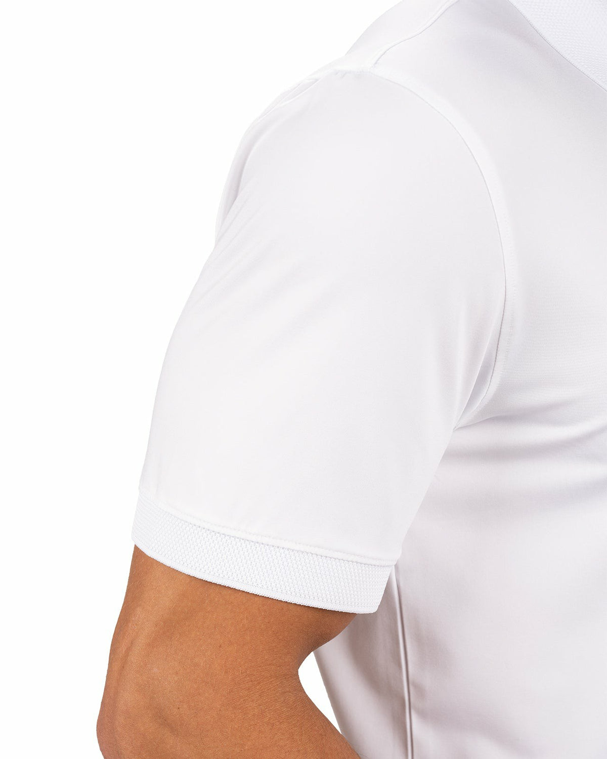 Solid White Golf or Business Polo with Black Clover Embellishment