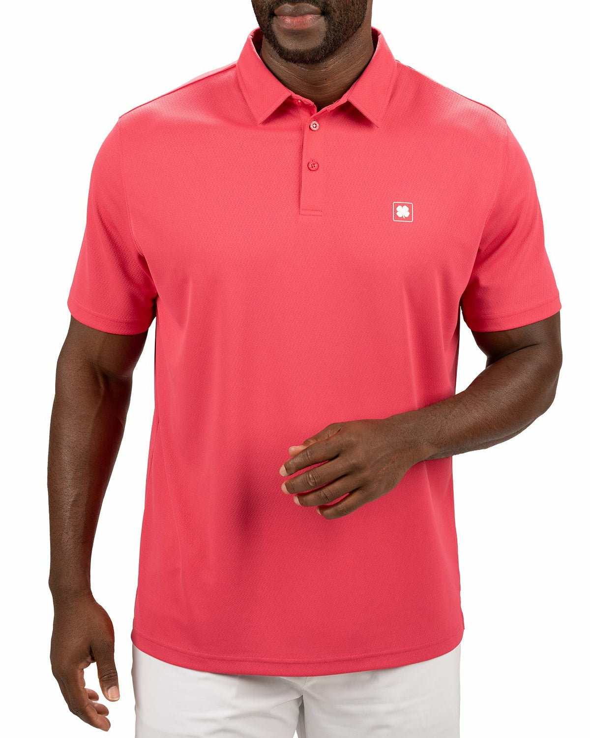Stylish Solid Pink Raspb Jacquard Golf or Business Polo