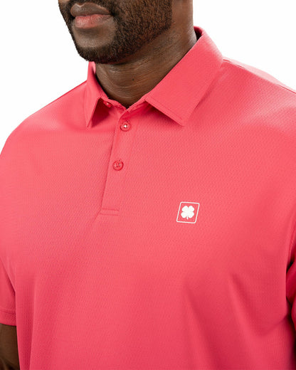 Stylish Solid Pink Raspb Jacquard Golf or Business Polo