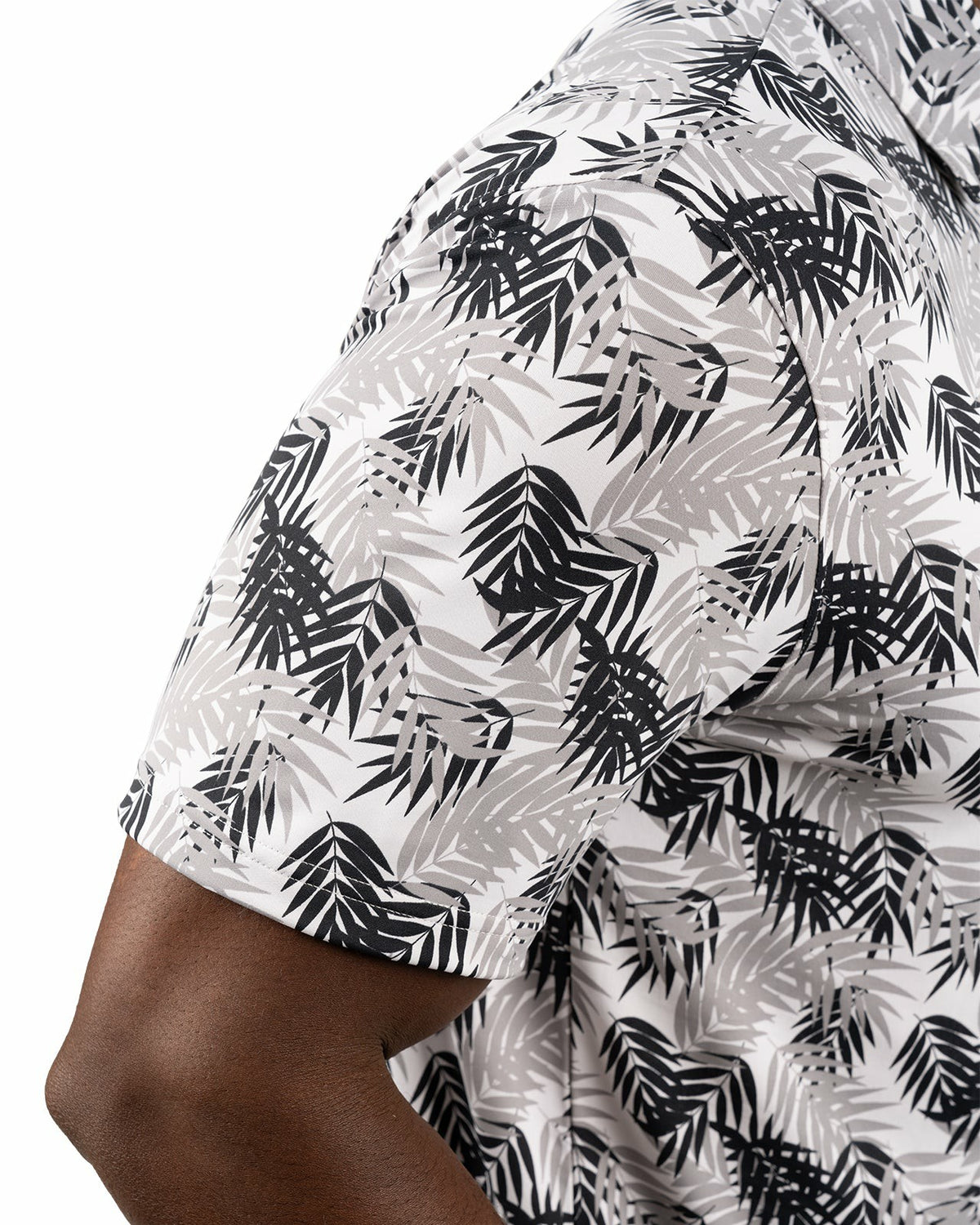 Black and White Tropical Palm Print Polo for Golf or Business