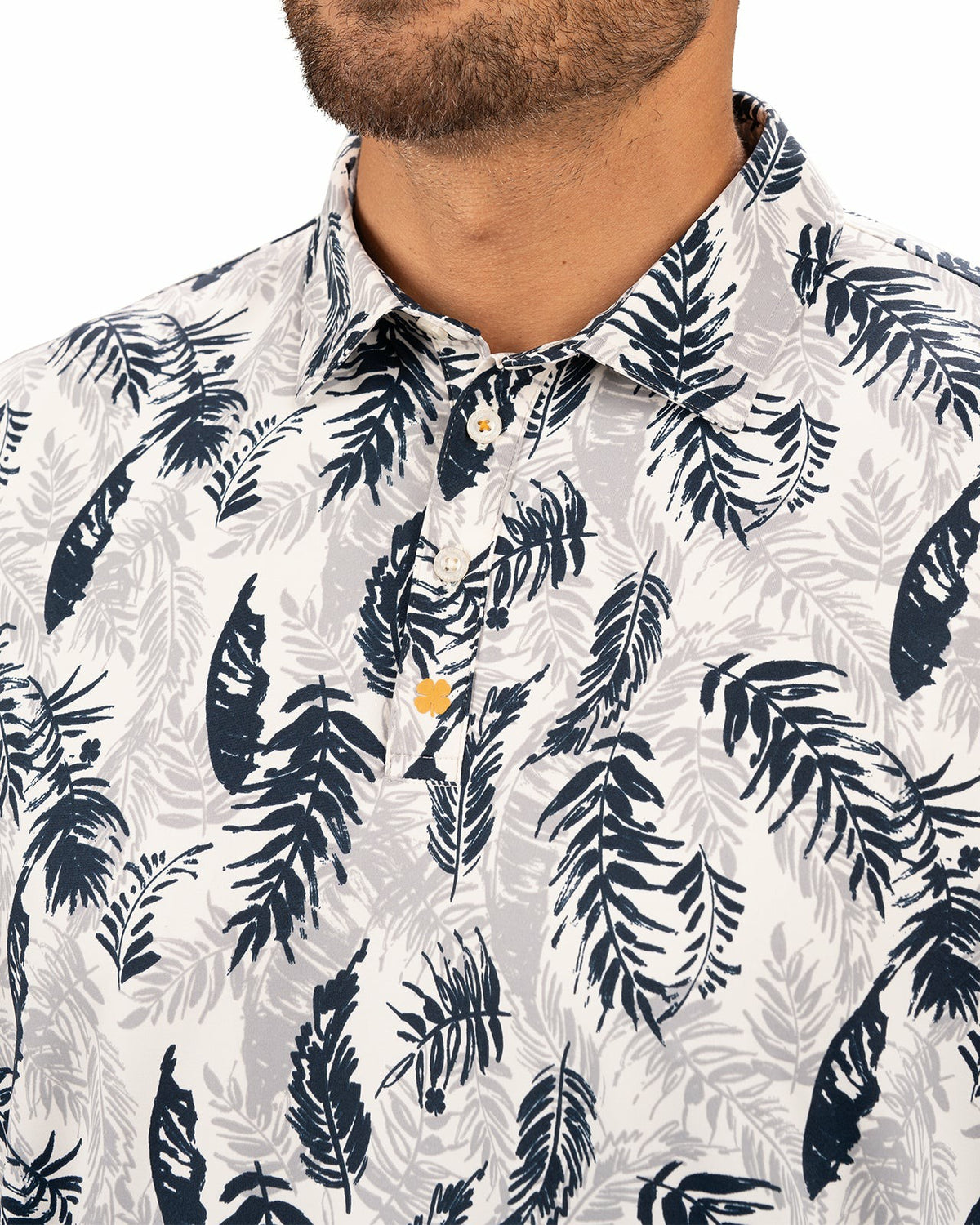 Navy and Cream Tropical Print Polo for Golf or Business