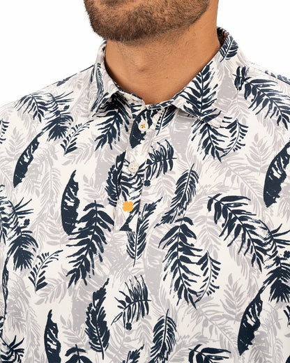 Navy and Cream Tropical Print Polo for Golf or Business
