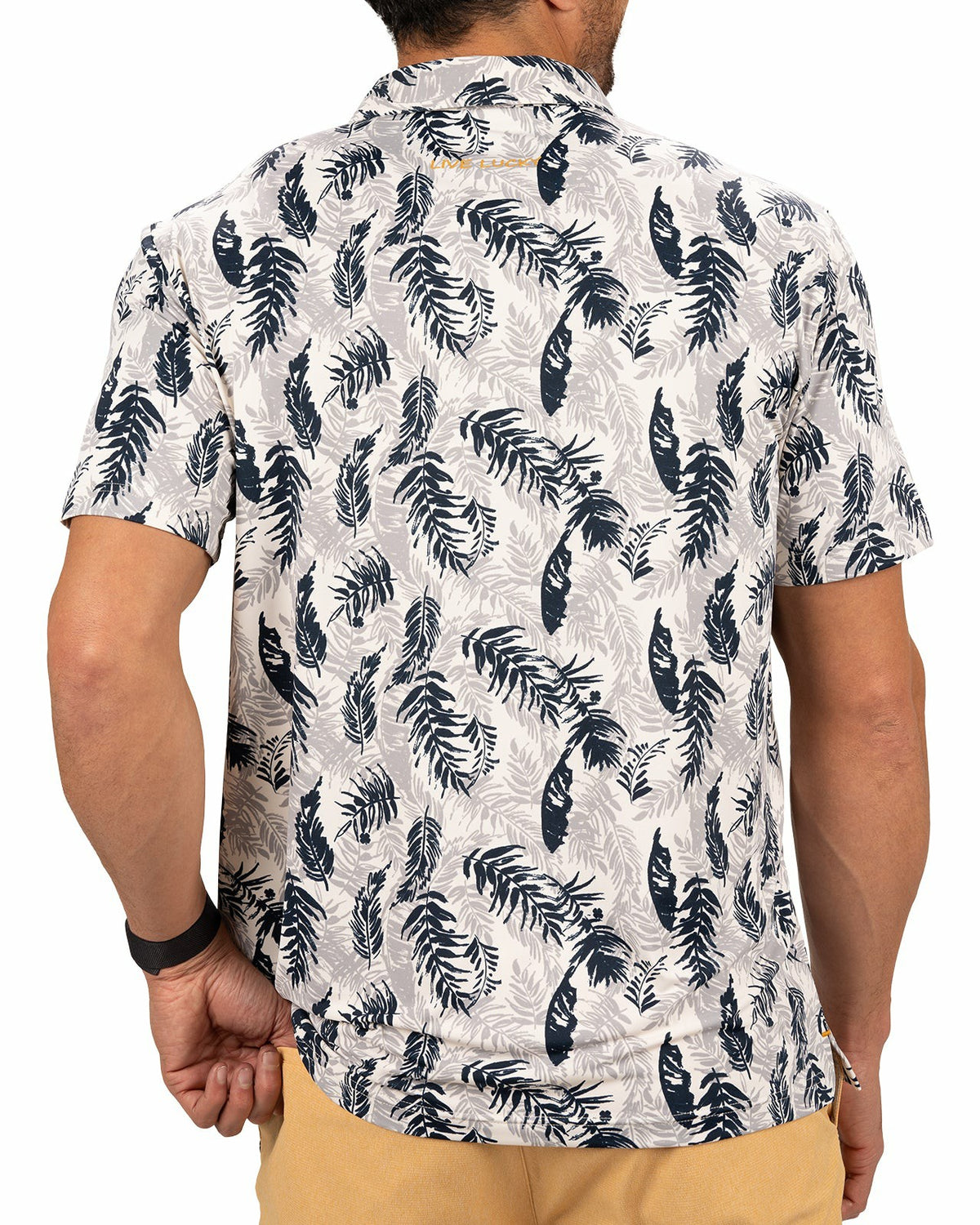 Navy and Cream Tropical Print Polo for Golf or Business