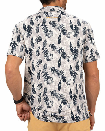 Navy and Cream Tropical Print Polo for Golf or Business