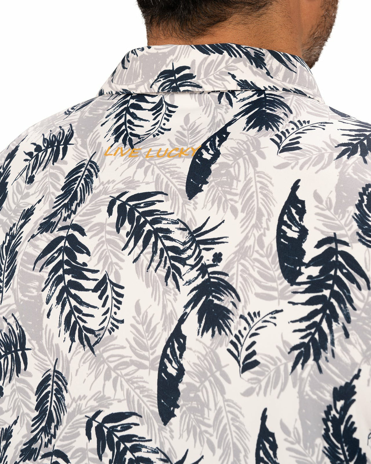 Navy and Cream Tropical Print Polo for Golf or Business