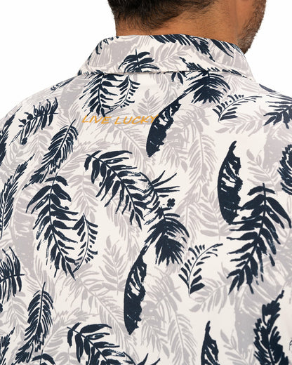 Navy and Cream Tropical Print Polo for Golf or Business