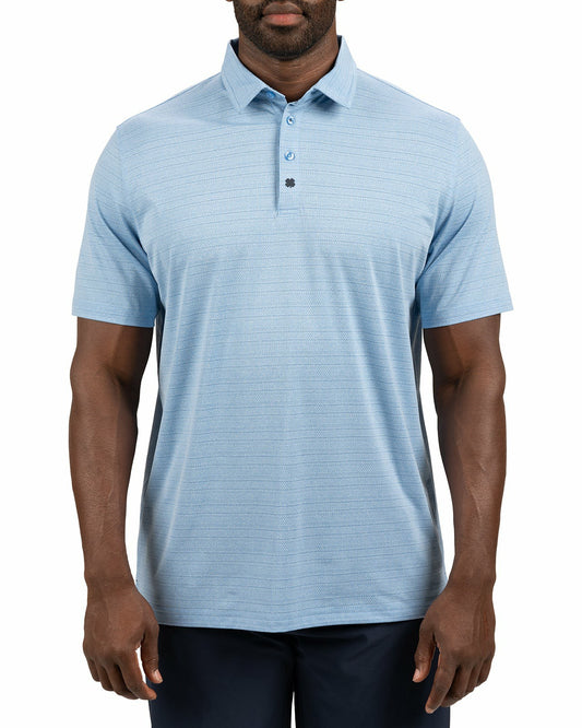 Blue Jacquard Textured Polo for Golf or Business