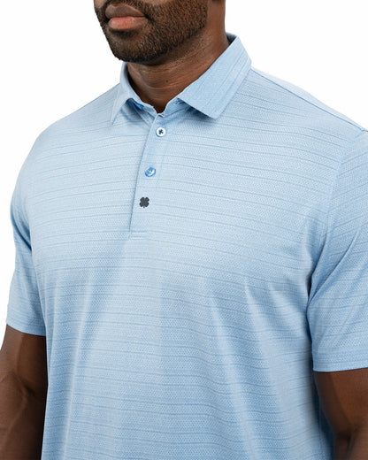 Blue Jacquard Textured Polo for Golf or Business