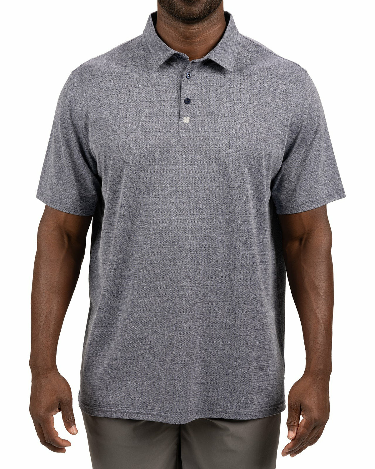 Navy Blue Jacquard Textured Polo for Golf or Business