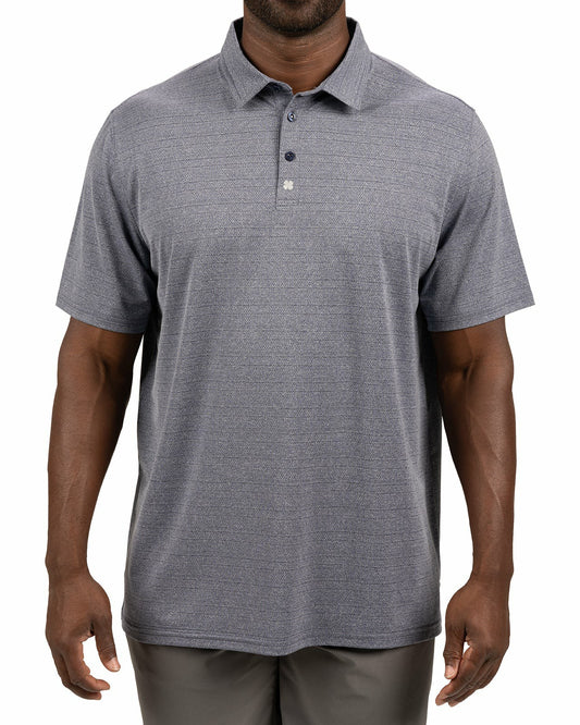 Navy Blue Jacquard Textured Polo for Golf or Business