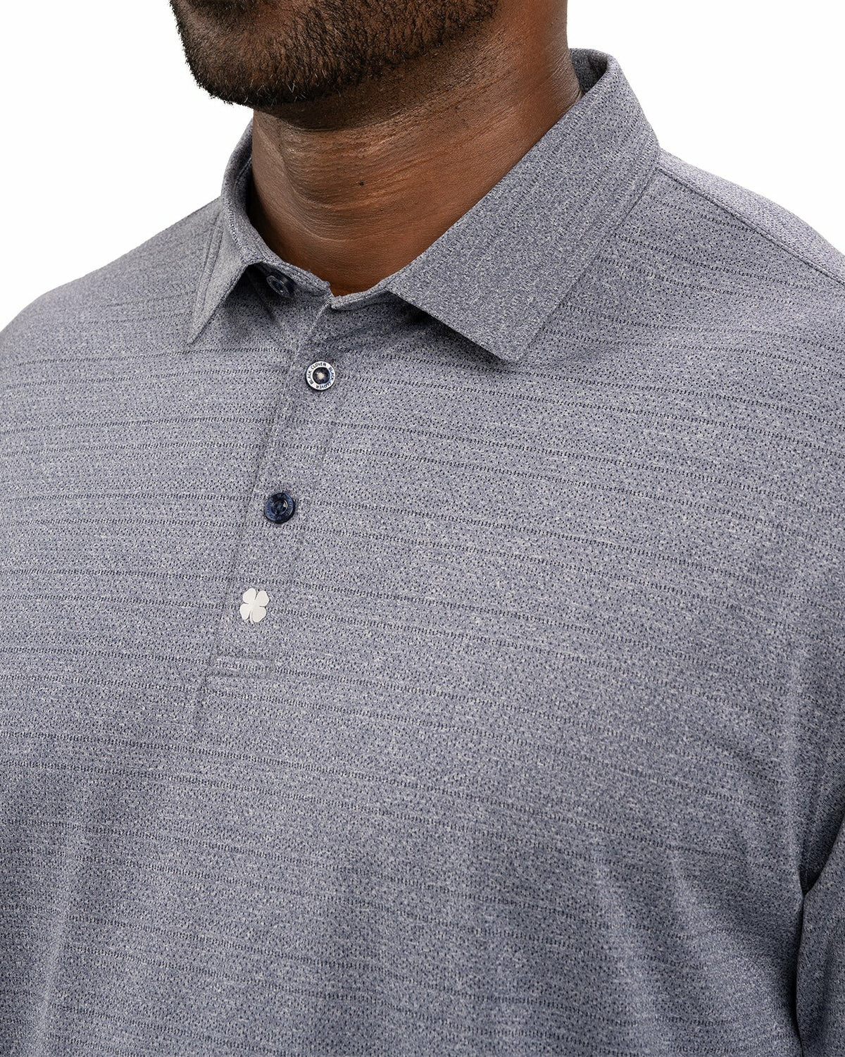 Navy Blue Jacquard Textured Polo for Golf or Business
