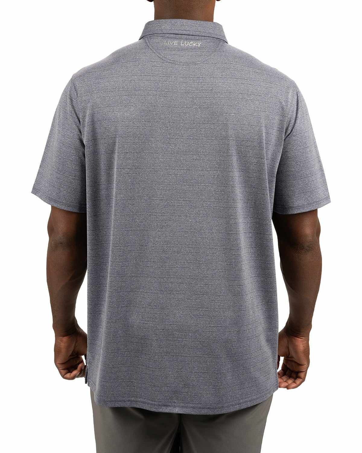 Navy Blue Jacquard Textured Polo for Golf or Business