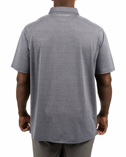 Navy Blue Jacquard Textured Polo for Golf or Business