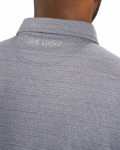 Navy Blue Jacquard Textured Polo for Golf or Business