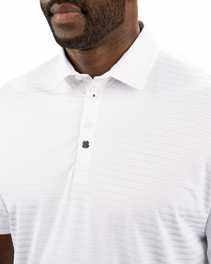 White On White Striped Jacquard Golf or Business Polo