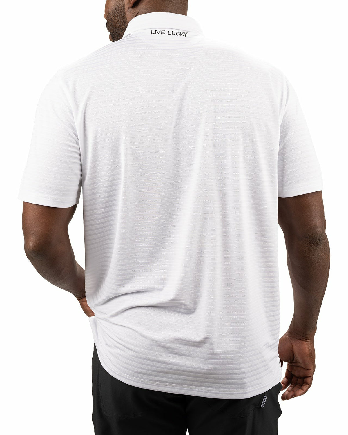 White On White Striped Jacquard Golf or Business Polo