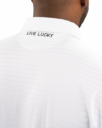 White On White Striped Jacquard Golf or Business Polo