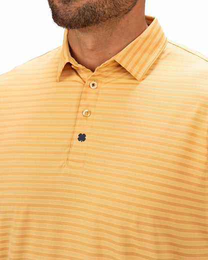 Mustard Yellow Striped Jacquard Golf or Business Polo