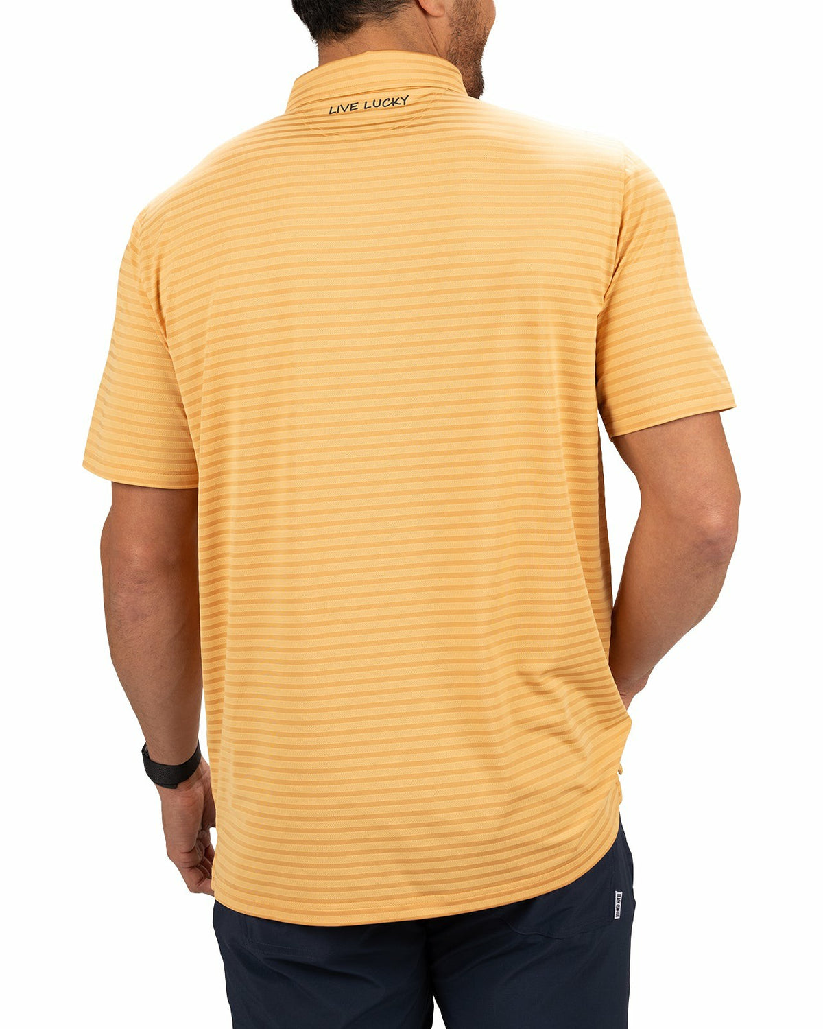 Mustard Yellow Striped Jacquard Golf or Business Polo