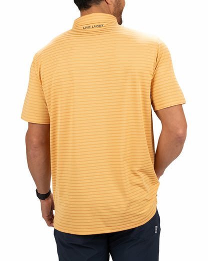 Mustard Yellow Striped Jacquard Golf or Business Polo