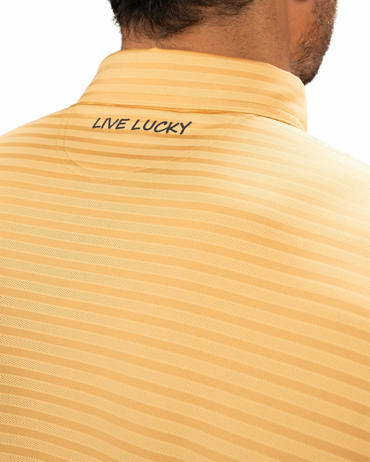 Mustard Yellow Striped Jacquard Golf or Business Polo