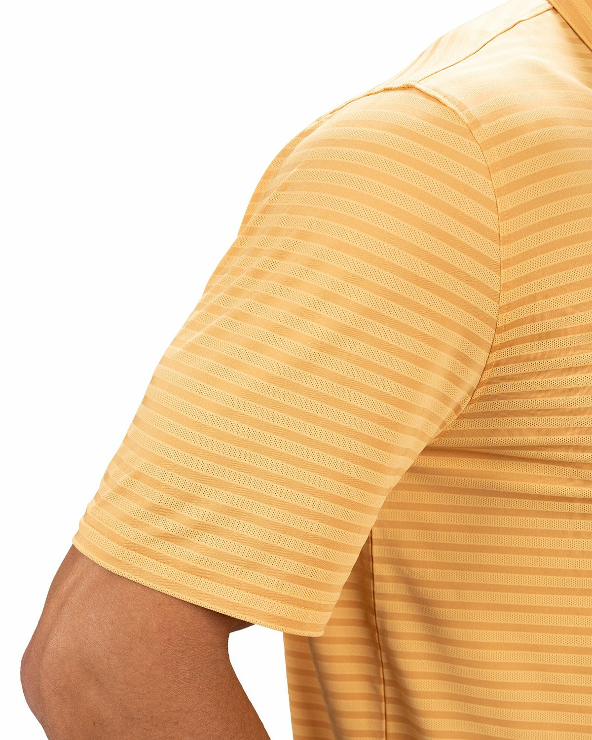Mustard Yellow Striped Jacquard Golf or Business Polo