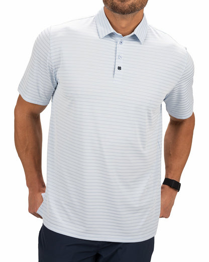 Light Blue Striped Jacquard Golf or Business Polo