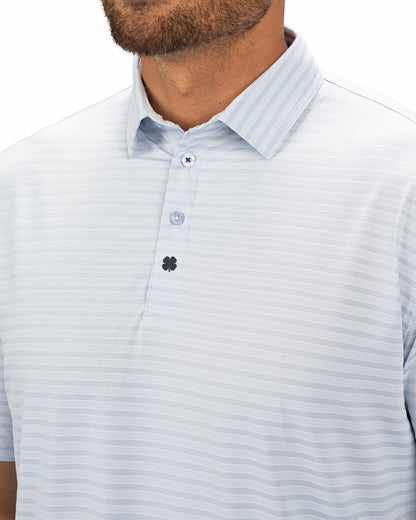 Light Blue Striped Jacquard Golf or Business Polo