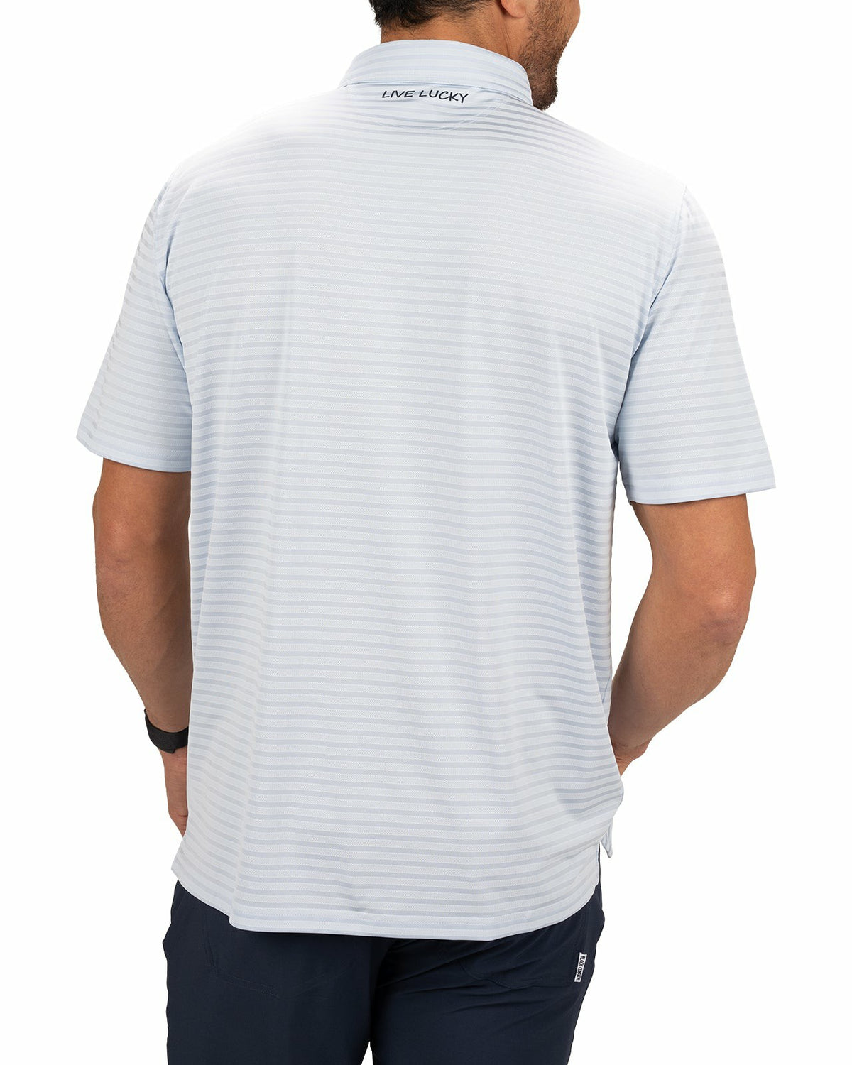 Light Blue Striped Jacquard Golf or Business Polo