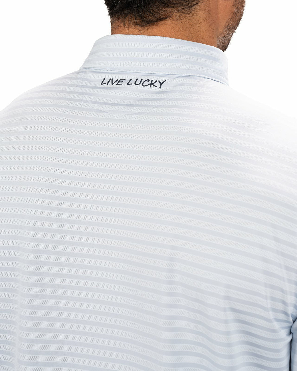 Light Blue Striped Jacquard Golf or Business Polo