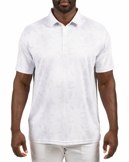 Stylish Tone-on-Tone White Polo, Perfect for On the Course or On the Town