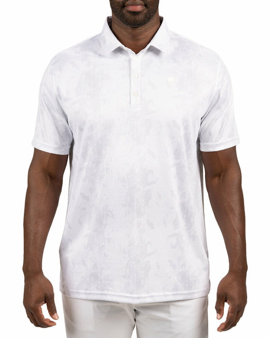 Stylish Tone-on-Tone White Polo, Perfect for On the Course or On the Town