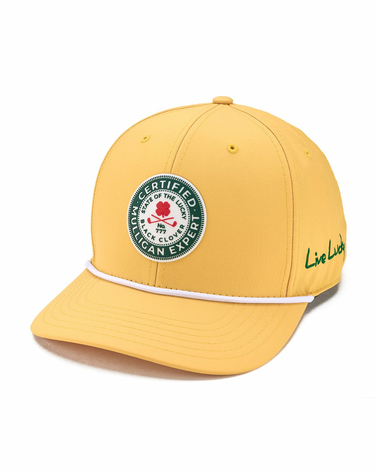 Yellow Professional Golf Hat with Clover Logo