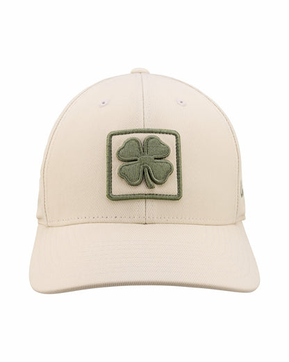 Unisex Adjustable Cream Snapback Hat with Embroidered Clover Logo