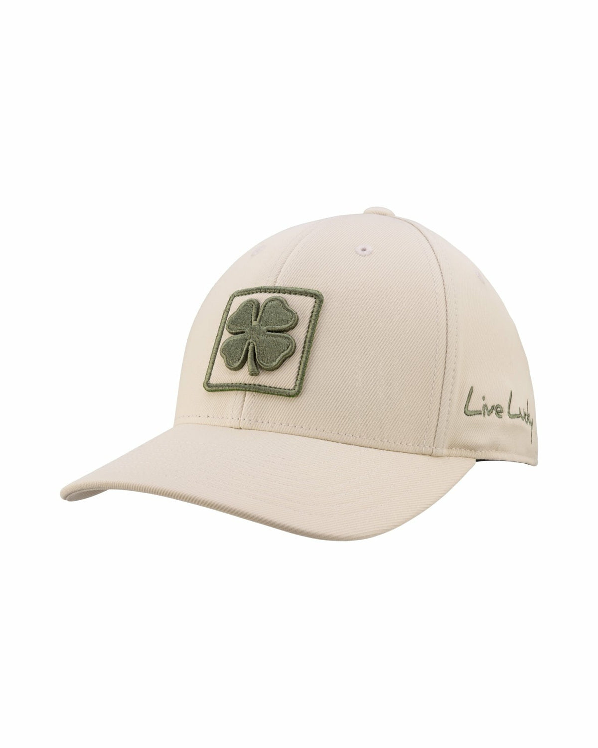 Unisex Adjustable Cream Snapback Hat with Embroidered Clover Logo