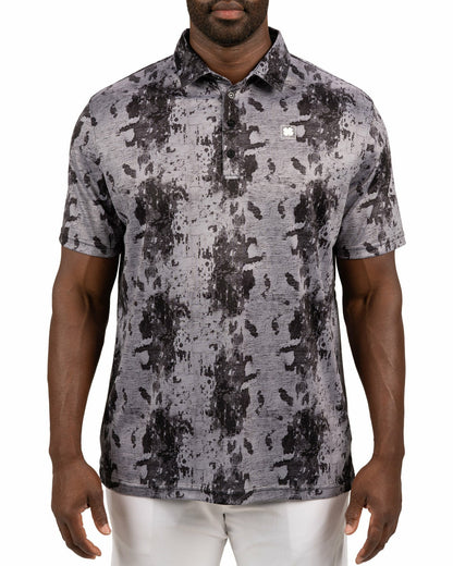 Stylish Tone-on-Tone Black Polo, Perfect for On the Course or On the Town