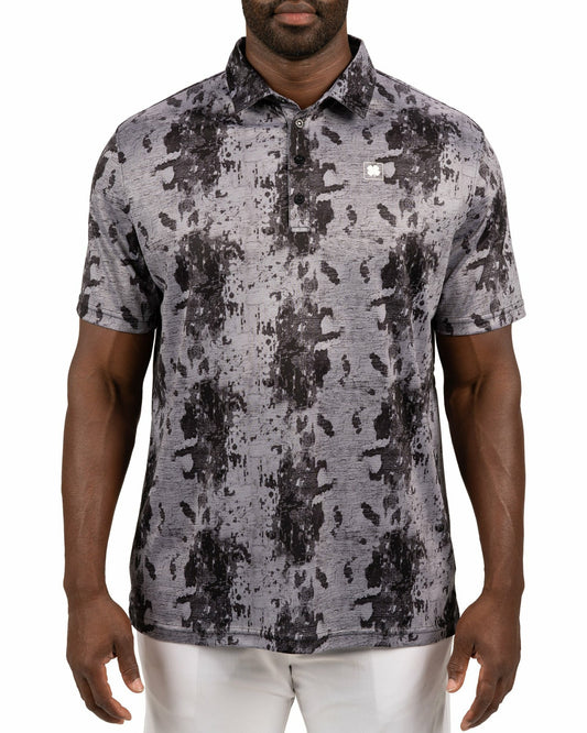 Stylish Tone-on-Tone Black Polo, Perfect for On the Course or On the Town