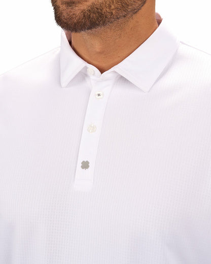 Men's Versatile White Textured Solid Polo