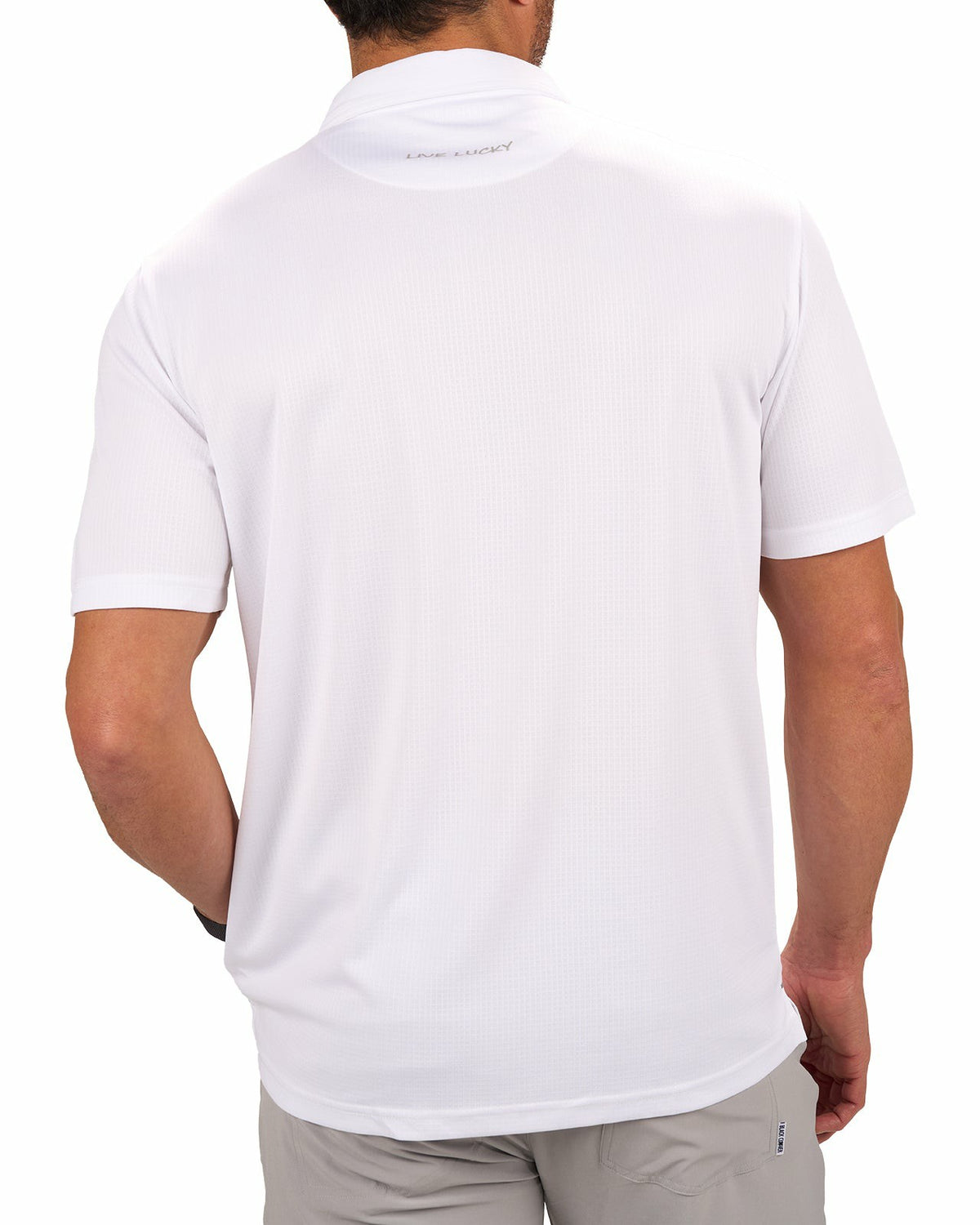 Men's Versatile White Textured Solid Polo