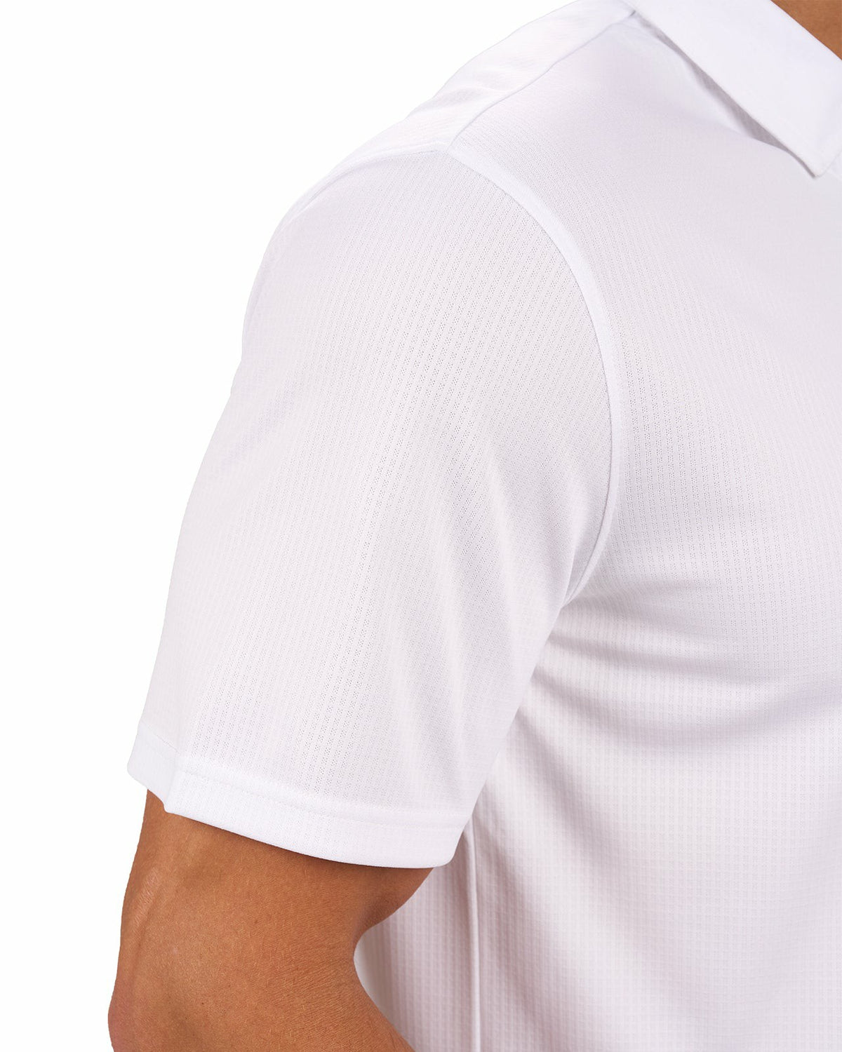 Men's Versatile White Textured Solid Polo