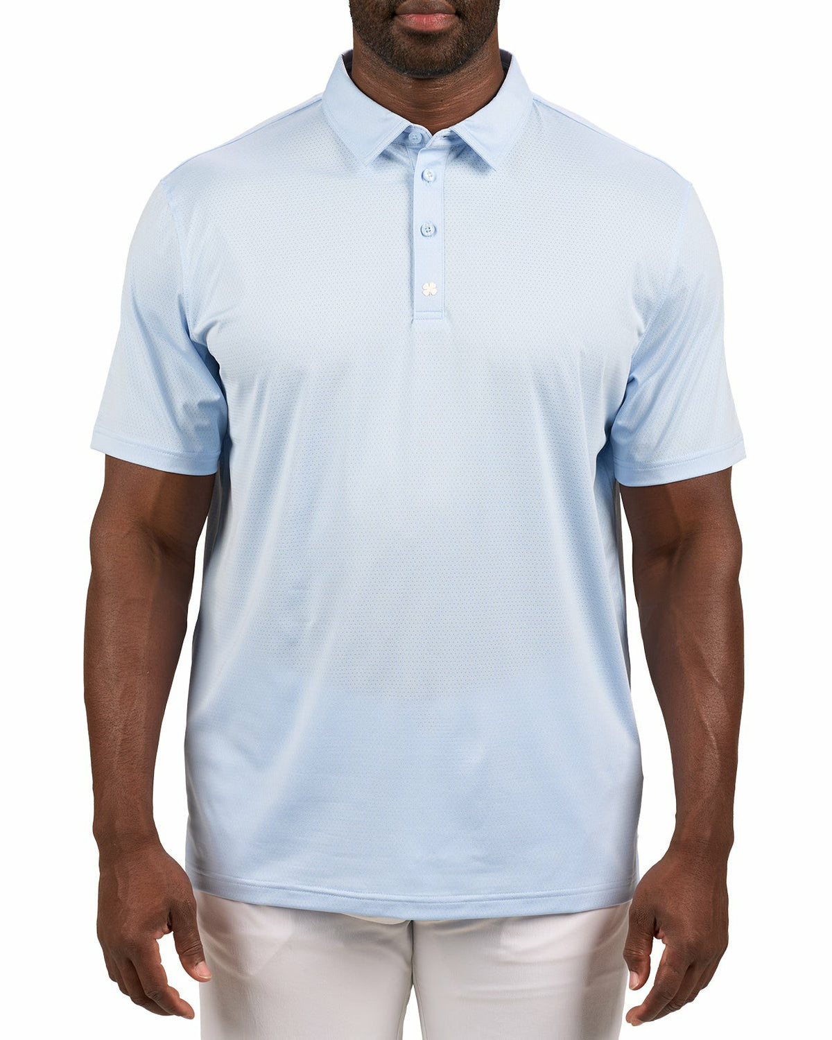 Men's Versatile Light Blue Solid UV Resistant Polo