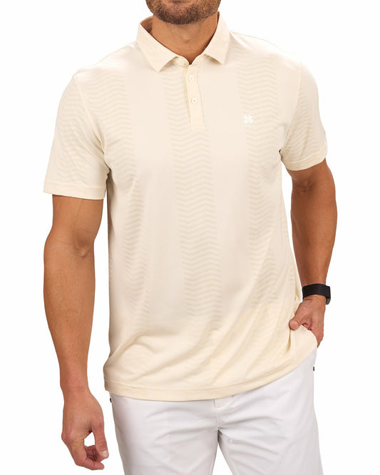 Men's Versatile Chalk White Solid Patterned Polo