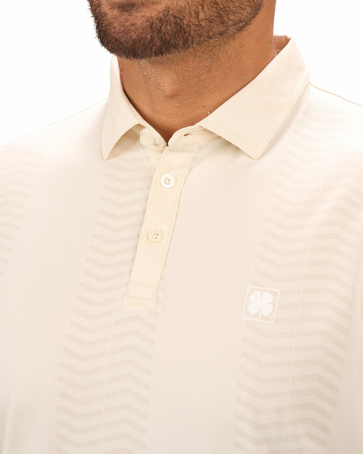 Men's Versatile Chalk White Solid Patterned Polo